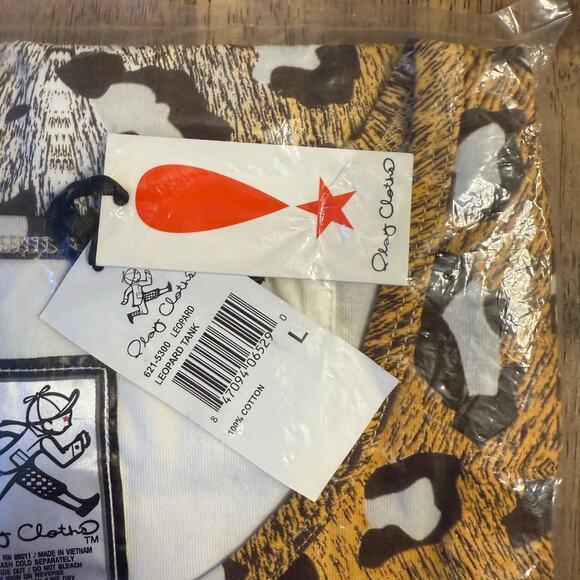 Play Cloths Leopard Cheetah Print Tank Top 100% Cotton Big Cat Unisex Large - Picture 2 of 6